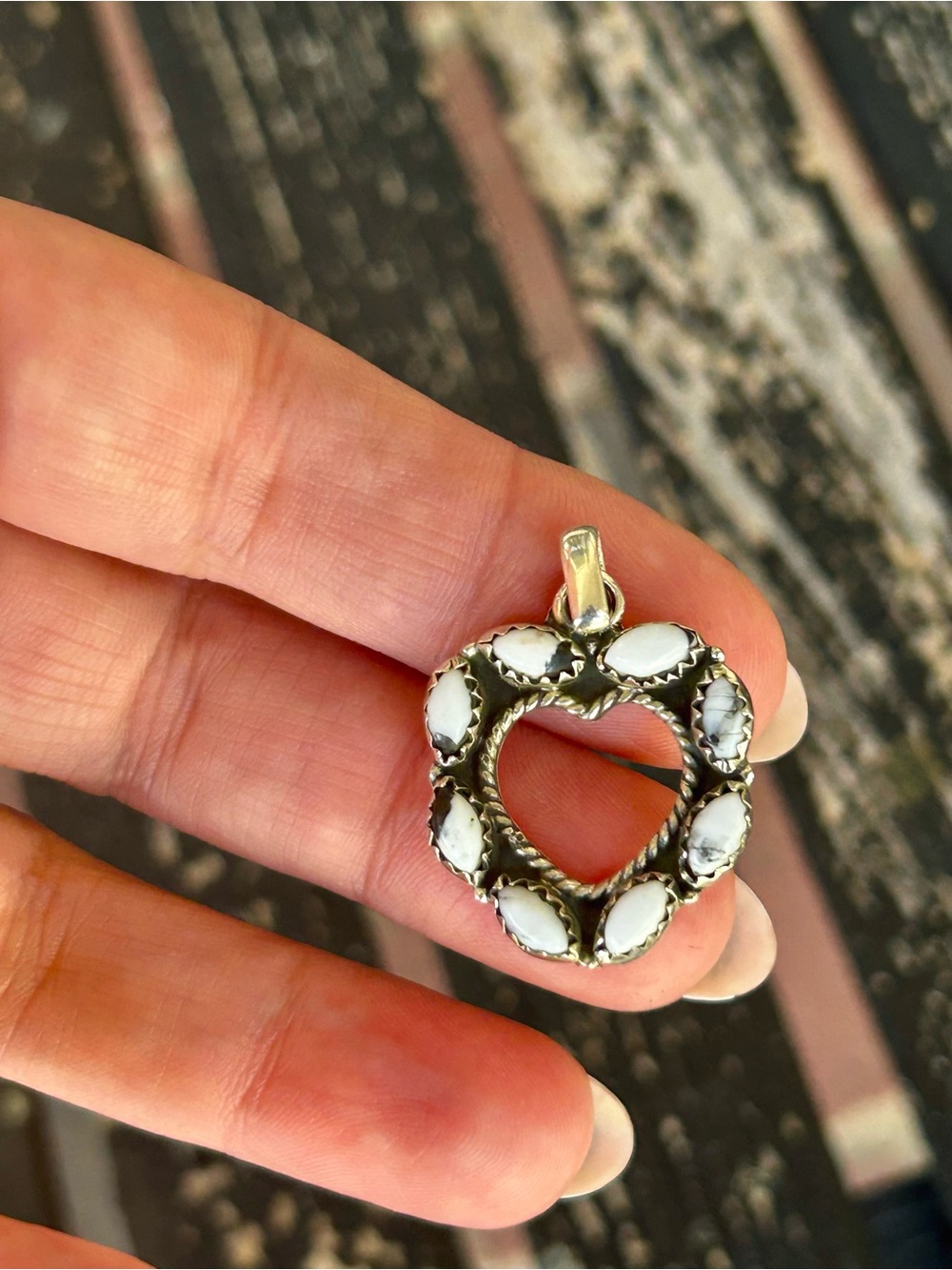 White Buffalo Stone Heart Pendant Necklace - Women Jewelry